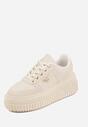 Beżowe Chunky Sneakersy z Trójkątną Aplikacją VICES na Platformie Cezaline
