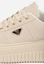 Beżowe Chunky Sneakersy z Trójkątną Aplikacją VICES na Platformie Cezaline