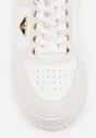 Białe Chunky Sneakersy z Trójkątną Aplikacją VICES na Platformie Cezaline