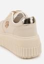 Beżowe Chunky Sneakersy VICES z Aplikacją na Platformie ze Żłobieniami Ilunatesa