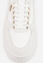 Białe Chunky Sneakersy VICES z Aplikacją na Platformie ze Żłobieniami Ilunatesa