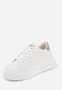 Biało-Złote Sneakersy VICES Ozdobione Gwiazdą i Błyszczącą Wstawką Oranatta