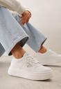 Białe Sneakersy Basic VICES na Platformie z Trójkątnym Zdobieniem Mellinata