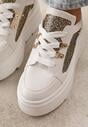 Białe Sneakersy VICES na Koturnie z Brokatowymi Wstawkami Morinatea