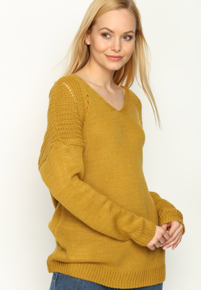 Camelowy Sweter Back Ribbon