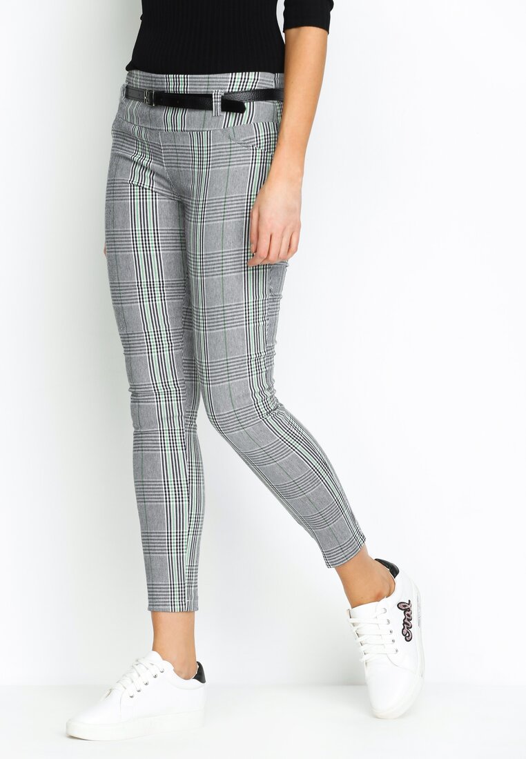 Szaro-Zielone Spodnie Smart Casual