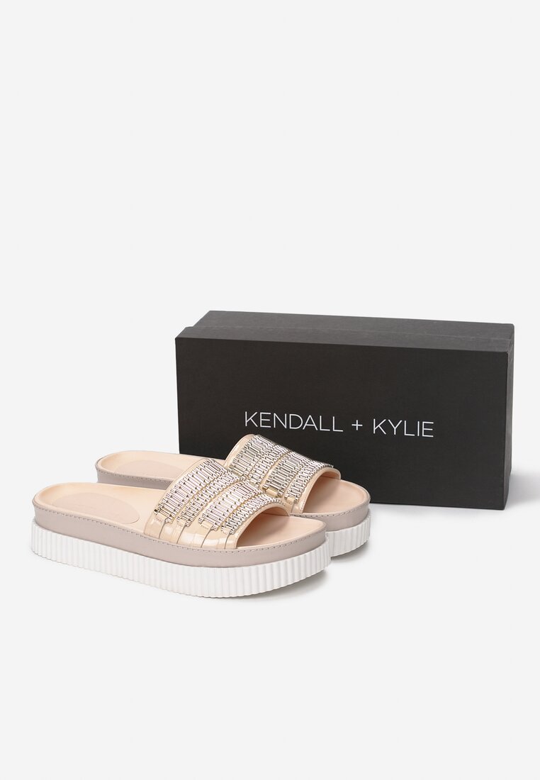 Beżowe Klapki Kendall + Kylie Gleaming