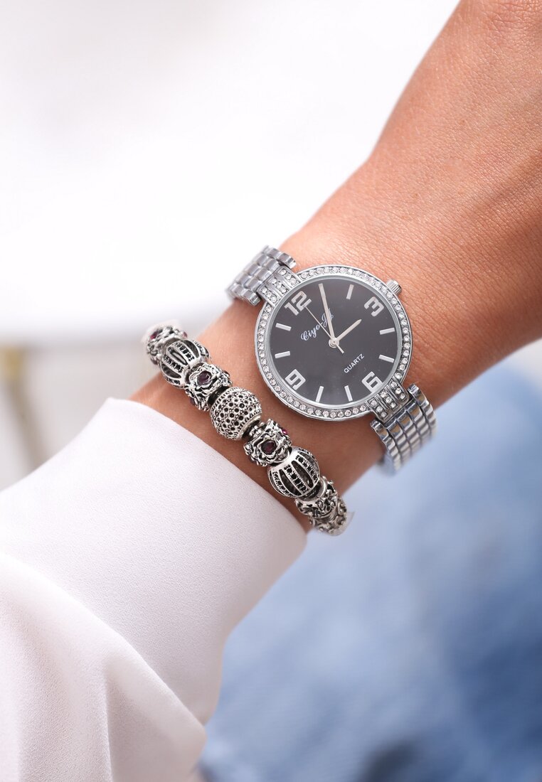 Czarno-Srebrny Zegarek Elegance Style