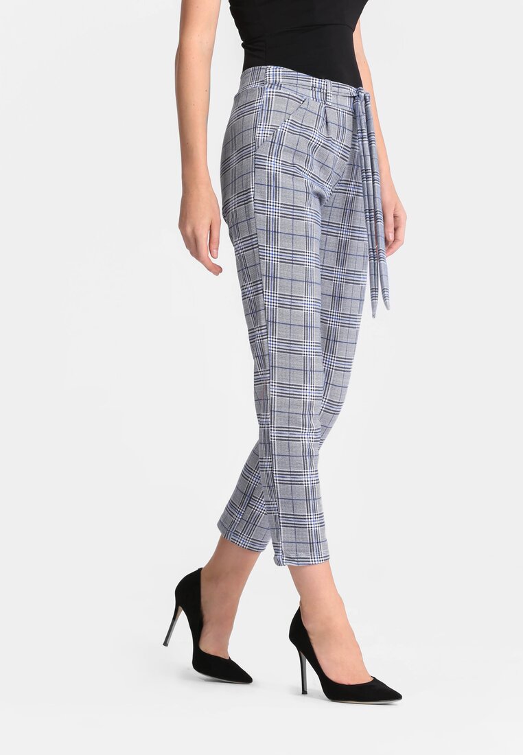 Szaro-Granatowe Spodnie Elegance Cut