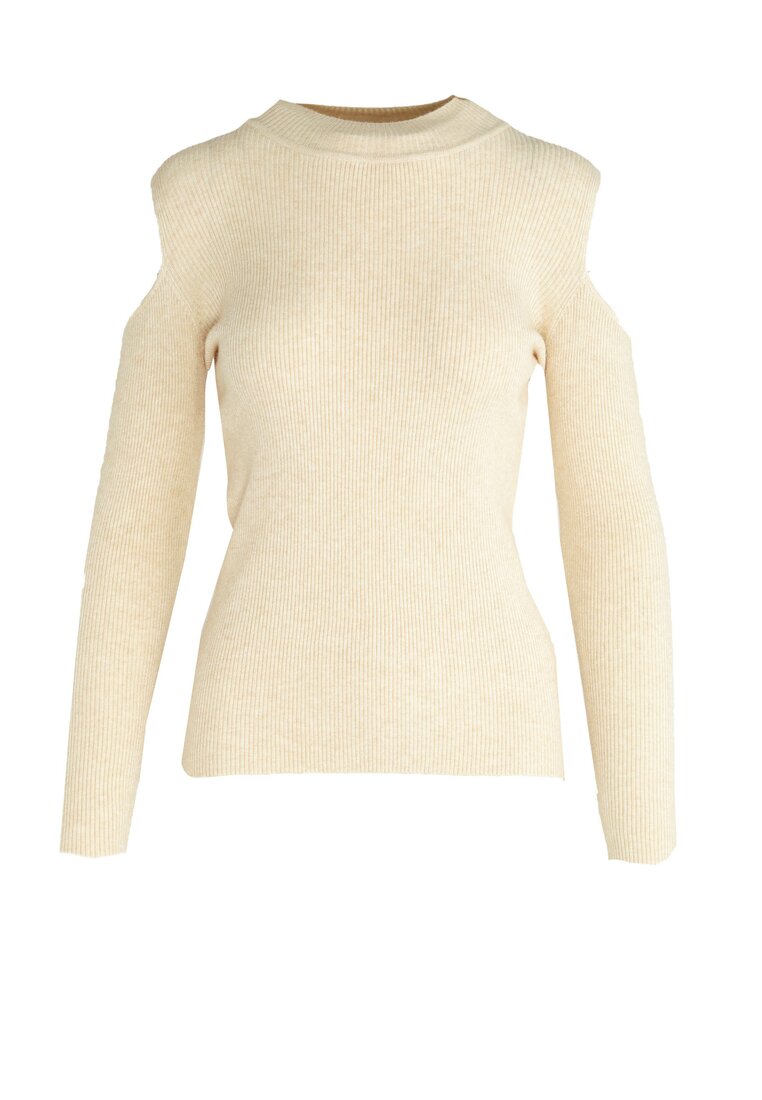 Beżowy Sweter Bare Shoulder