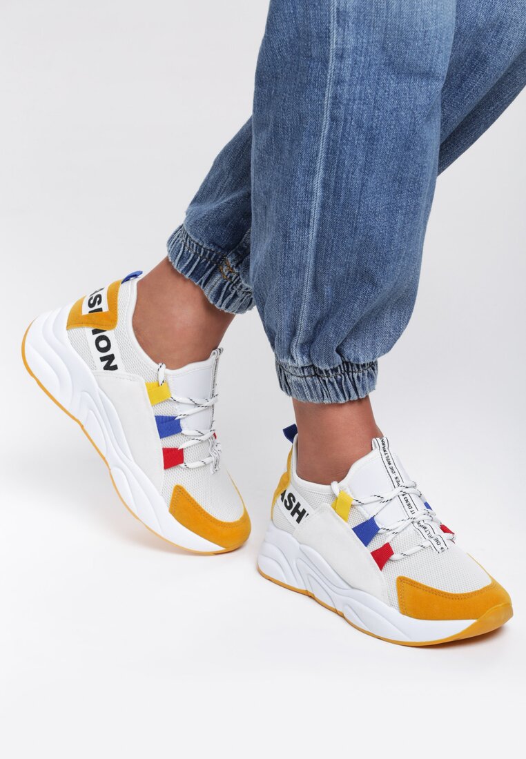 Biało-Żółte Sneakersy Alaia