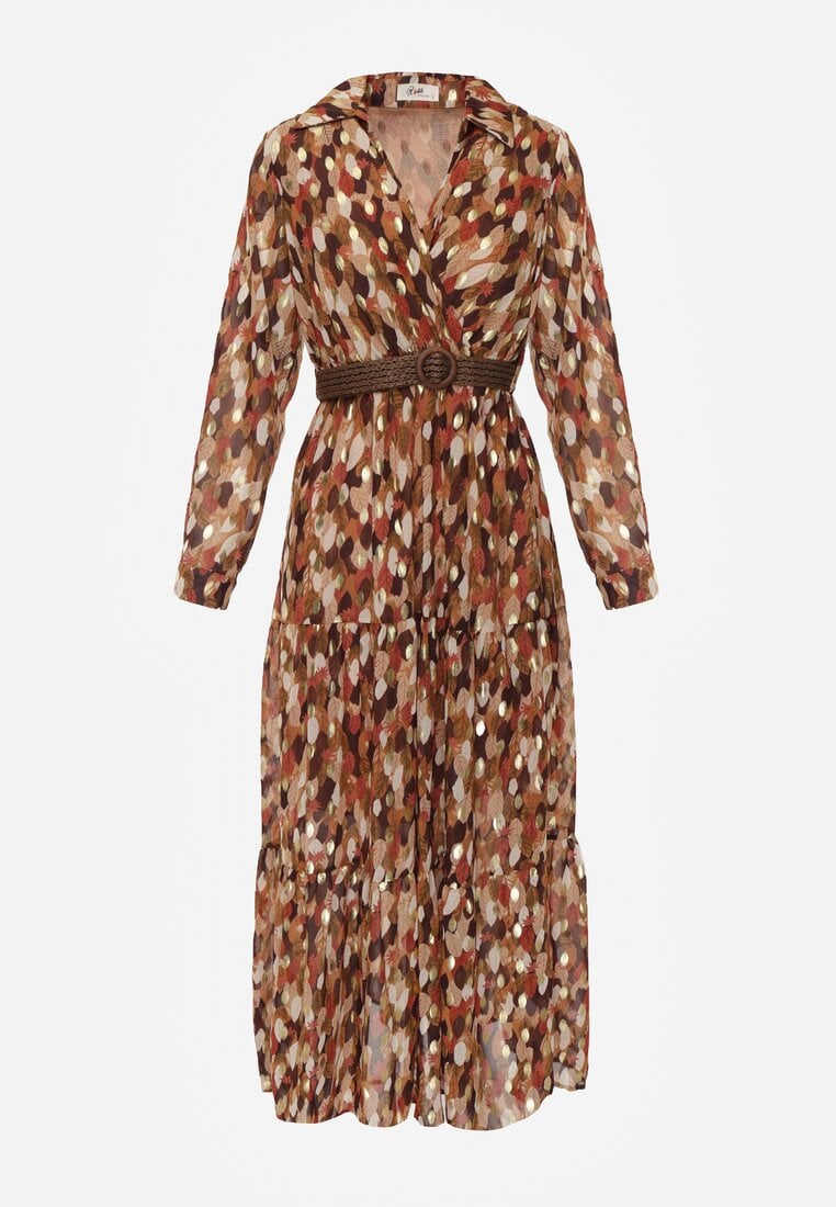 Rochie maro Bancroft cu imprimeu strălucitor