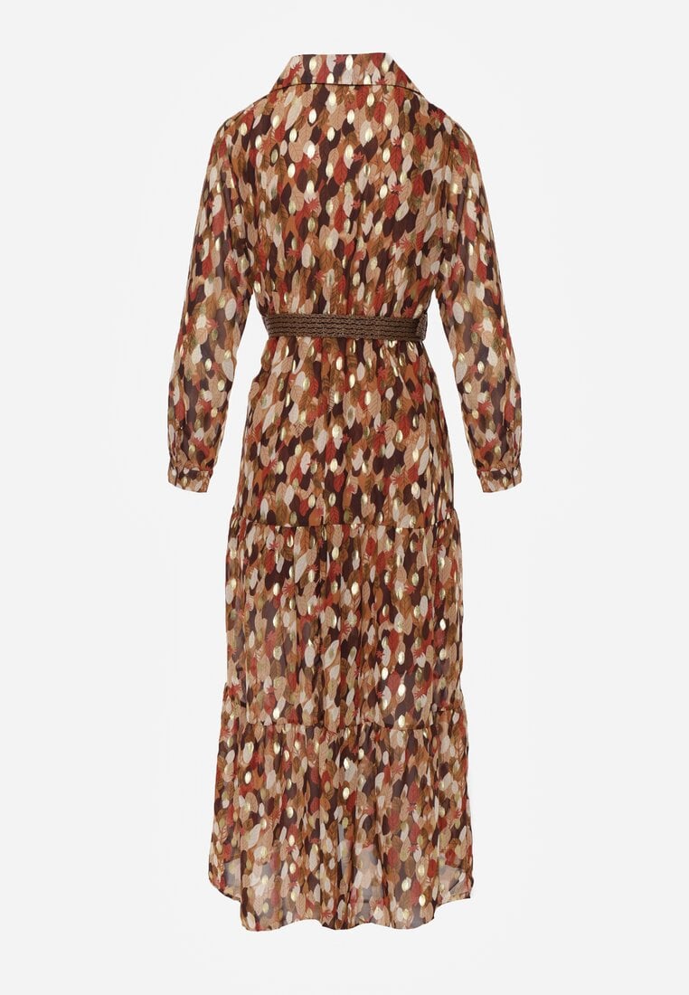 Rochie maro Bancroft cu imprimeu strălucitor