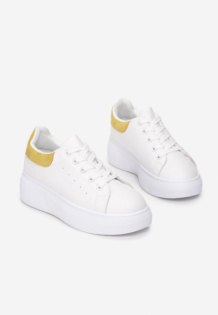 Biało-Żółte Sneakersy Amiee