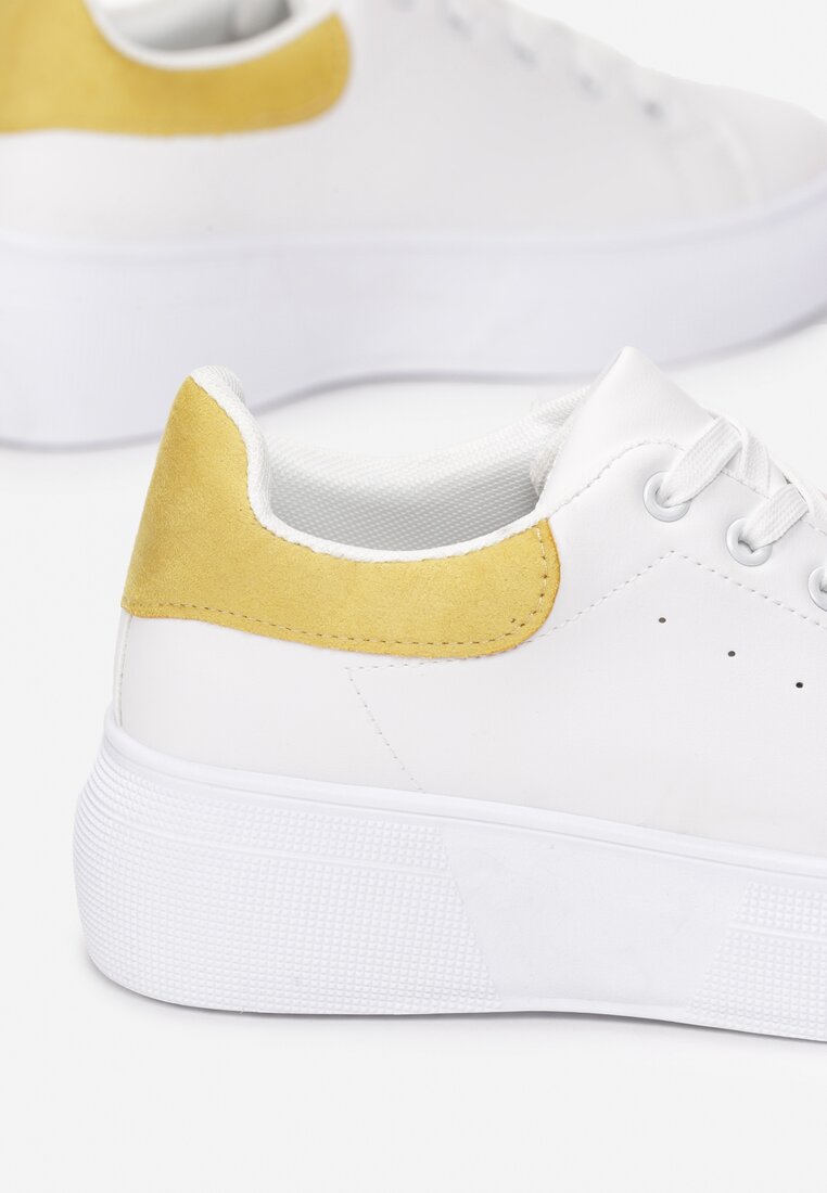 Biało-Żółte Sneakersy Amiee