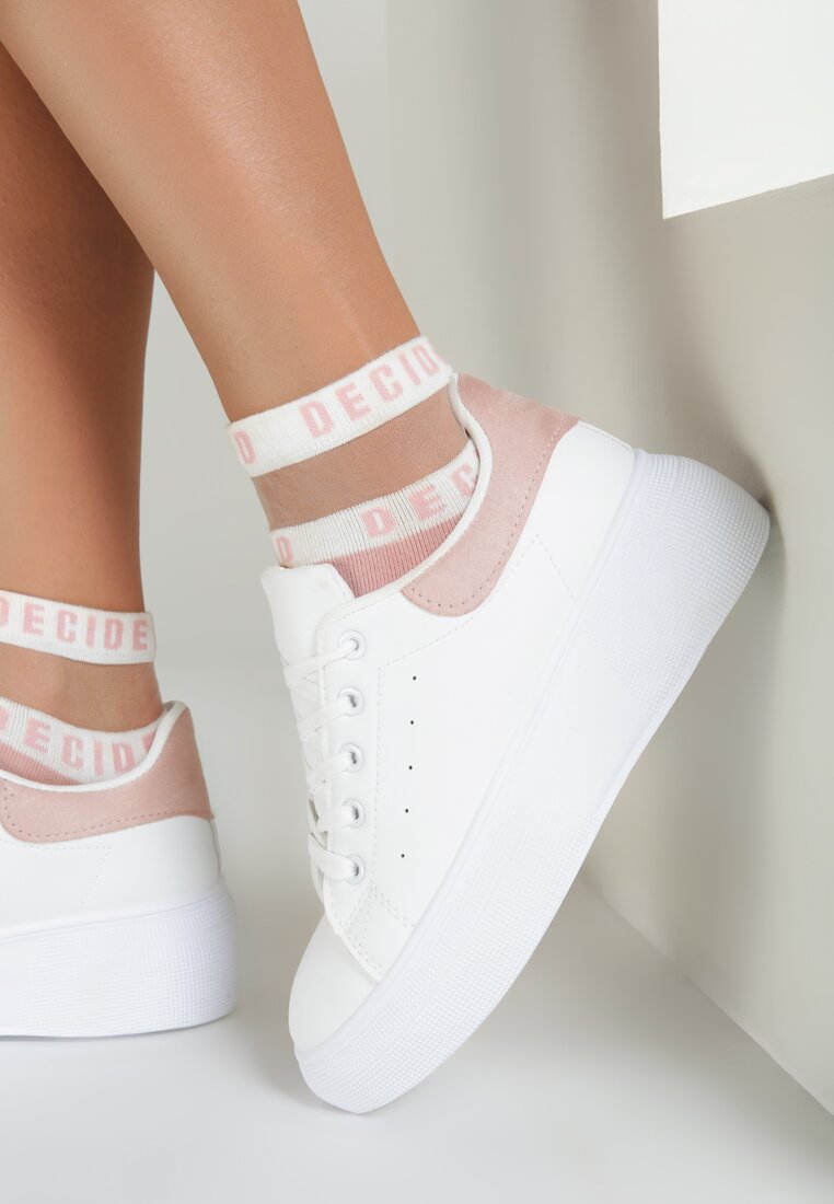 Biało-Różowe Sneakersy Amiee