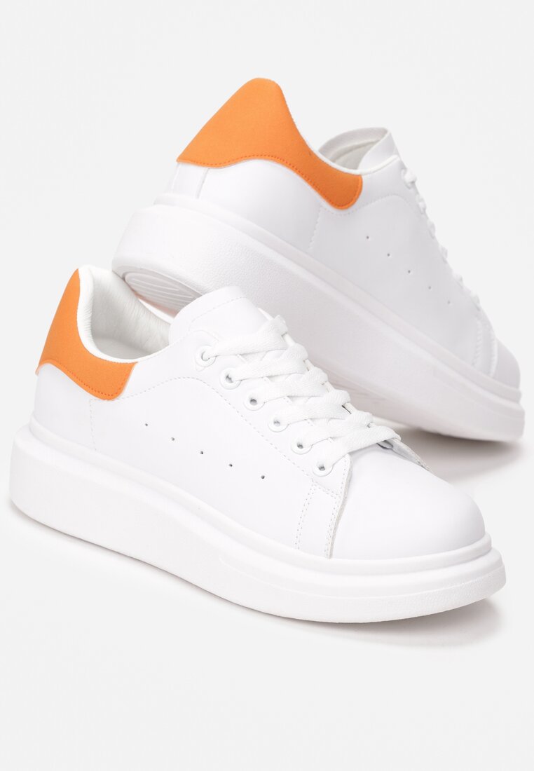 Biało-Pomarańczowe Sneakersy Brentisa