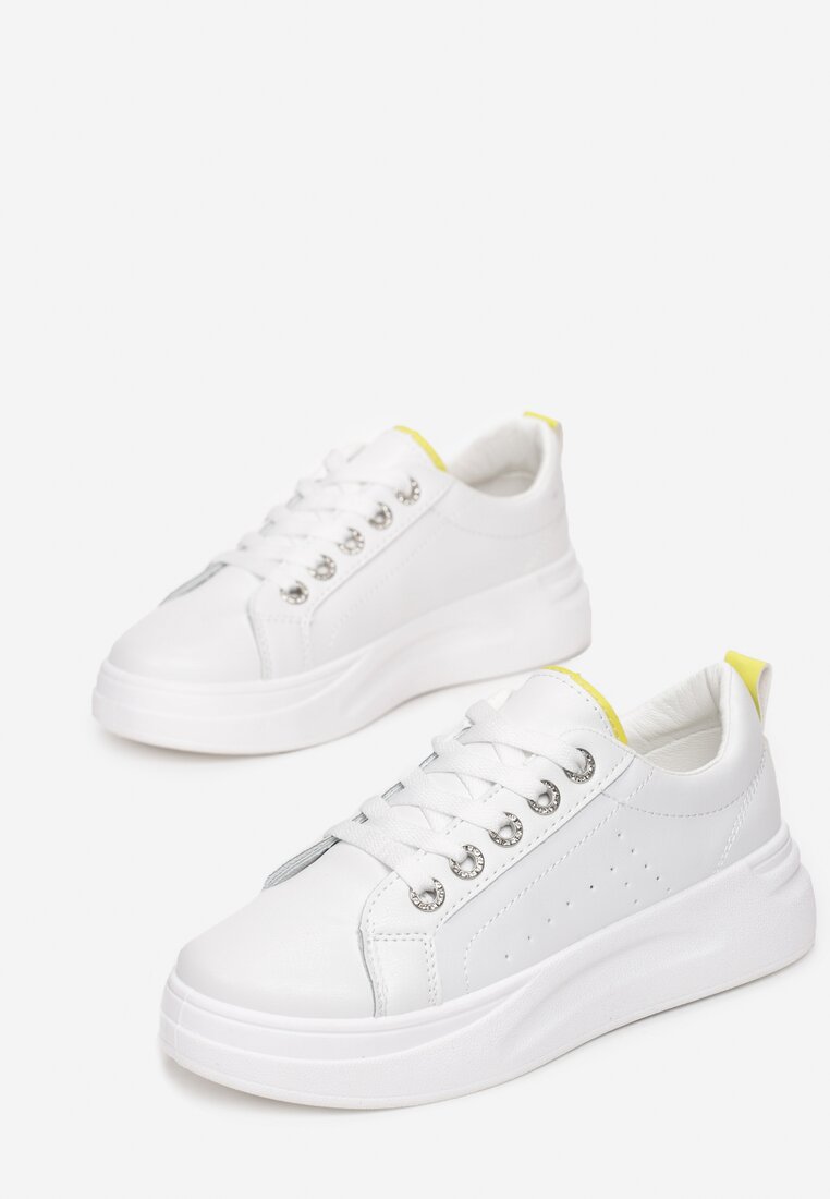 Biało-Żółte Sneakersy Elisise