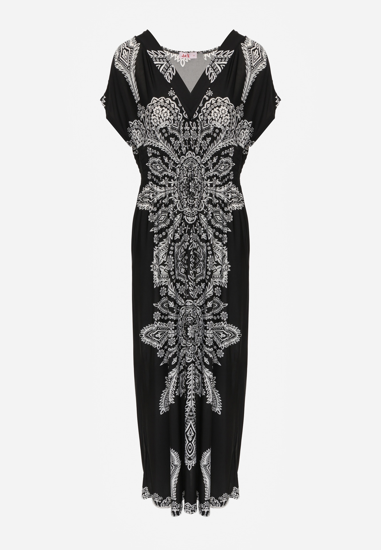 Rochie Neagră Maxi cu Model Etnic Josanie