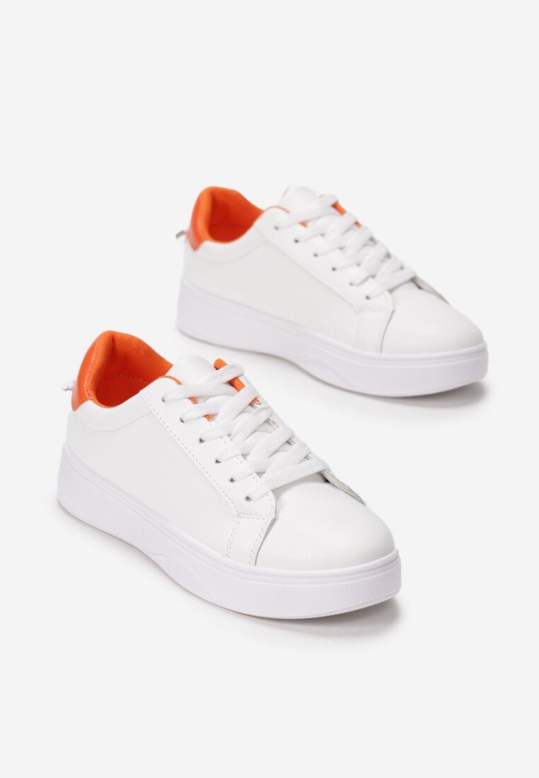 Biało-Pomarańczowe Sneakersy Heliteia
