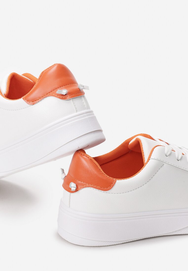 Biało-Pomarańczowe Sneakersy Heliteia