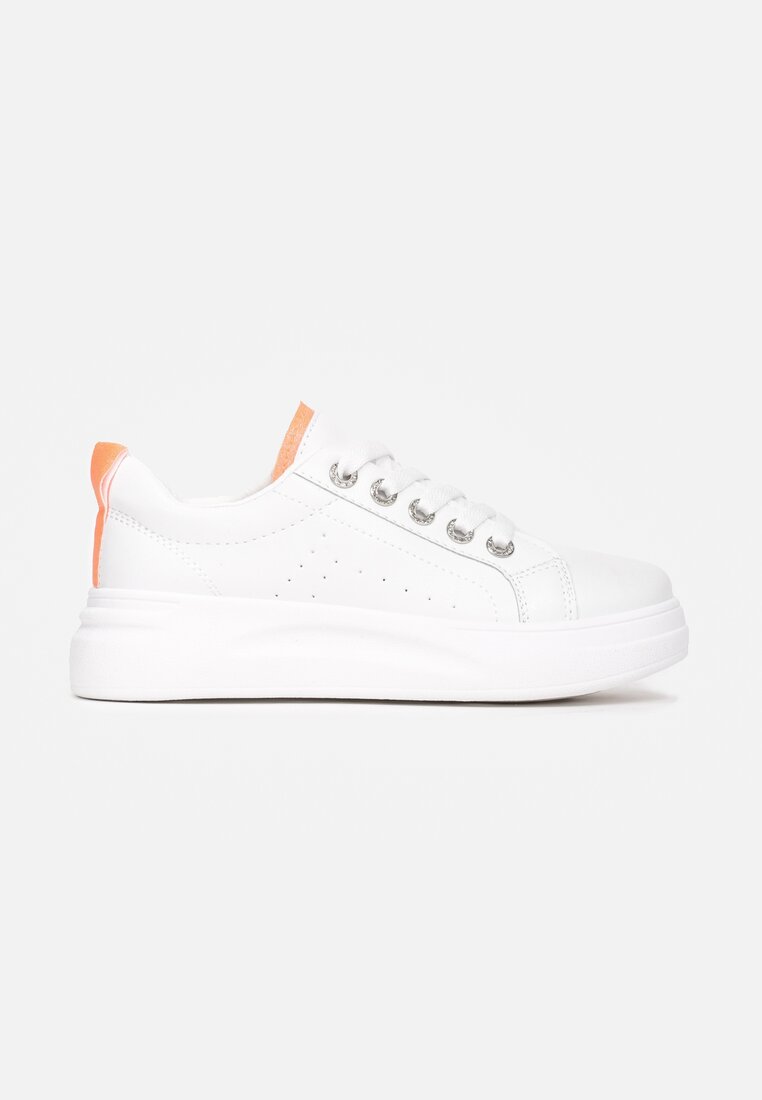 Biało-Pomarańczowe Sneakersy Elisise