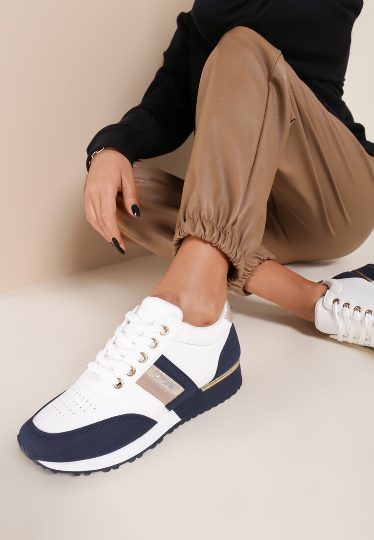 Biało-Granatowe Sneakersy Winrelle