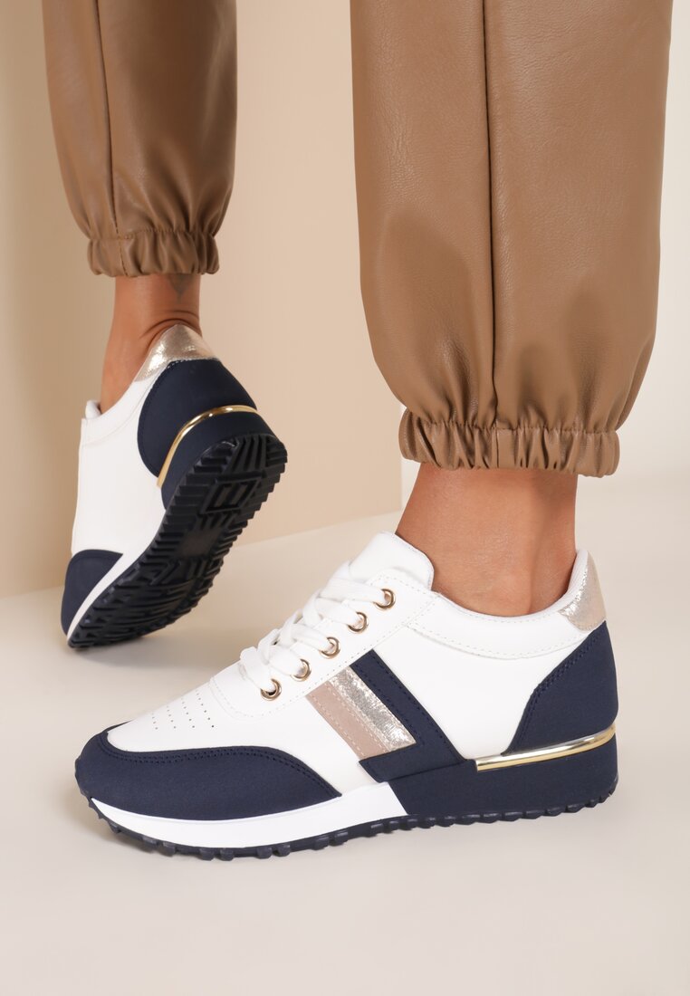 Biało-Granatowe Sneakersy Winrelle