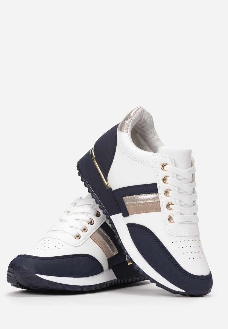 Biało-Granatowe Sneakersy Winrelle