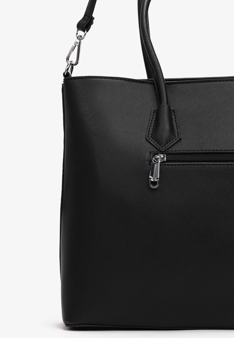 Czarna Duża Torebka Shopper z Rączkami Annina