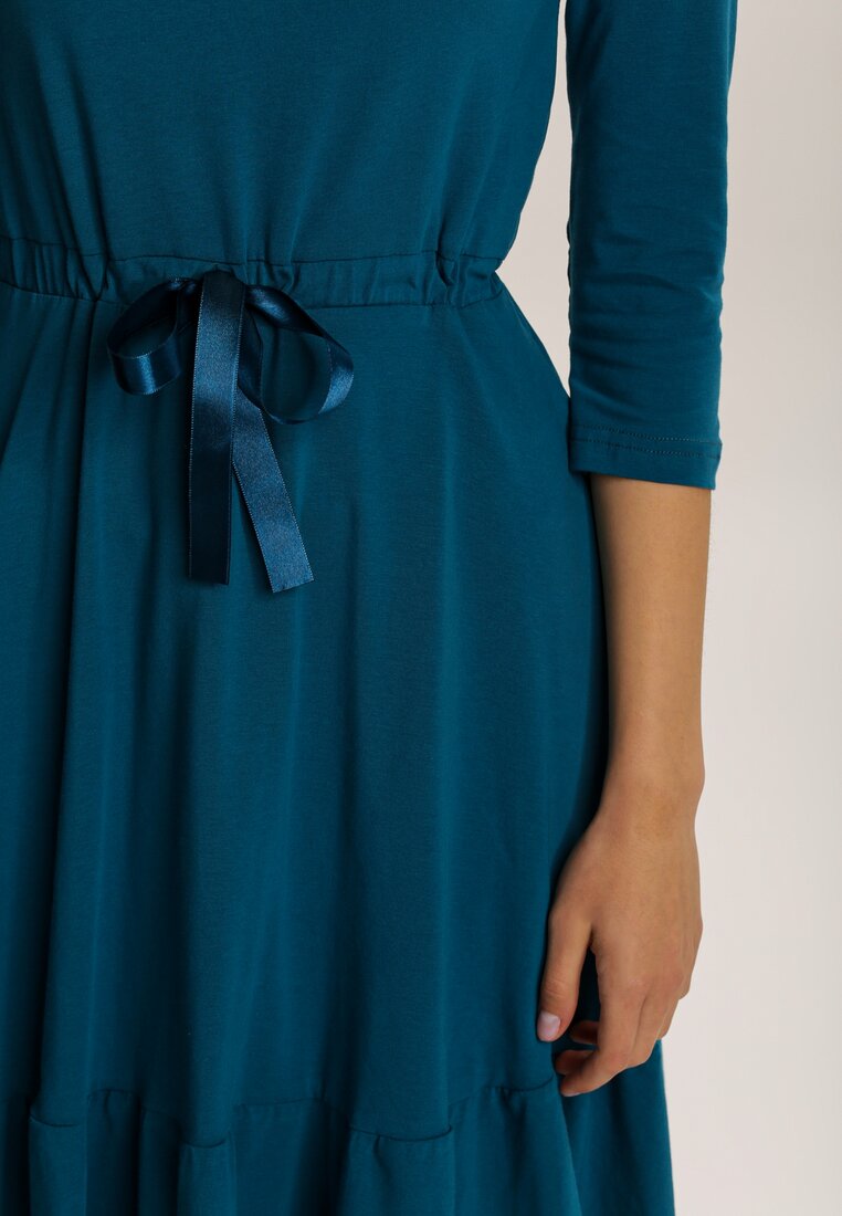 Niebieska Sukienka Dzianinowa Trisynore