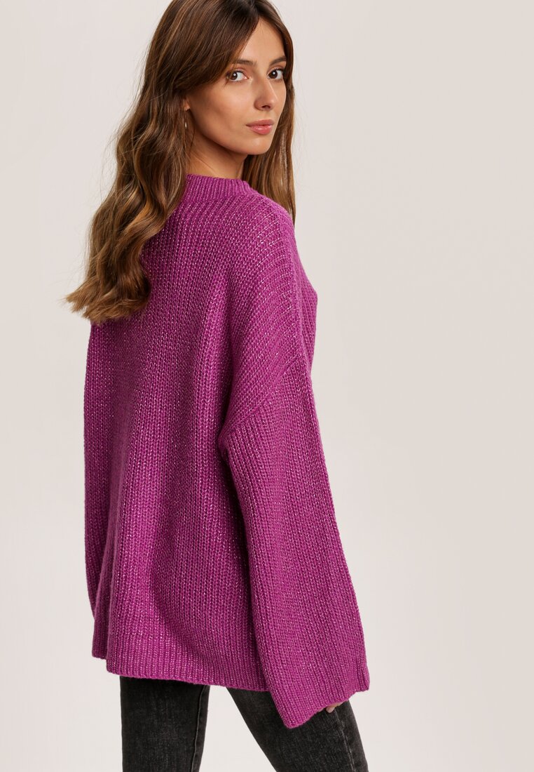 Fioletowy Sweter Z Wełną Tulipfeather