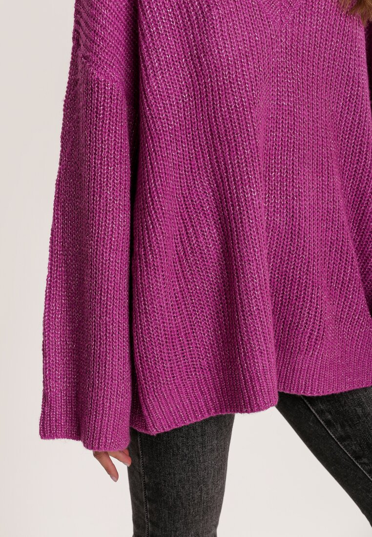 Fioletowy Sweter Z Wełną Tulipfeather