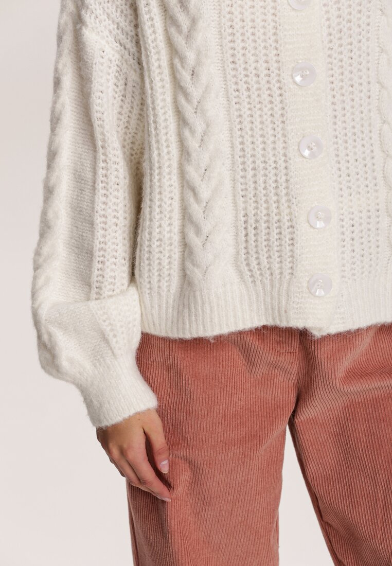 Cardigan Alb Cu Lână Daesandoral