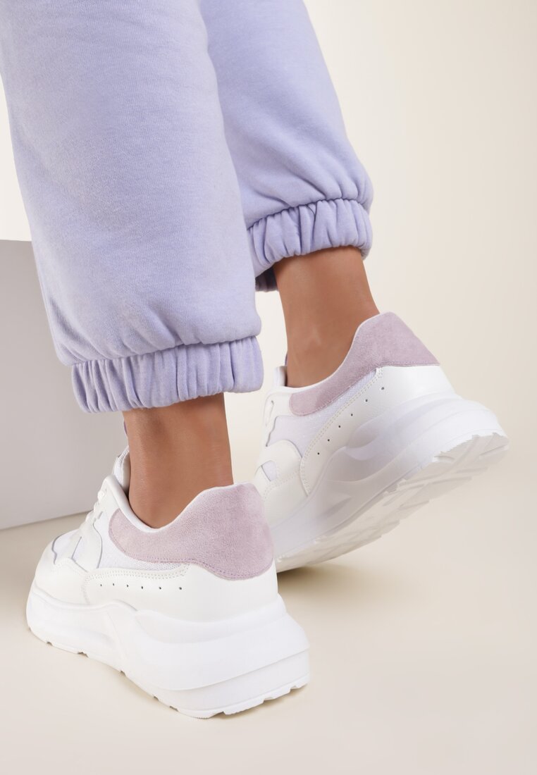 Biało-Liliowe Sneakersy Lythienne