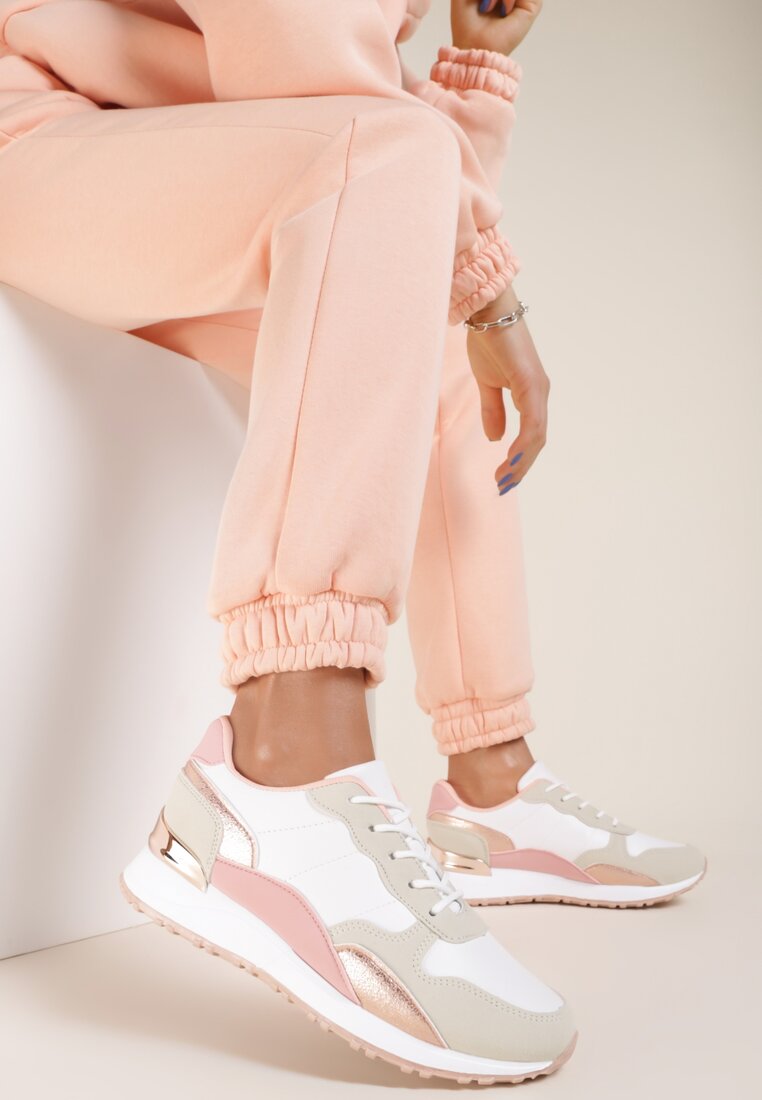 Biało-Różowe Sneakersy Lorevien