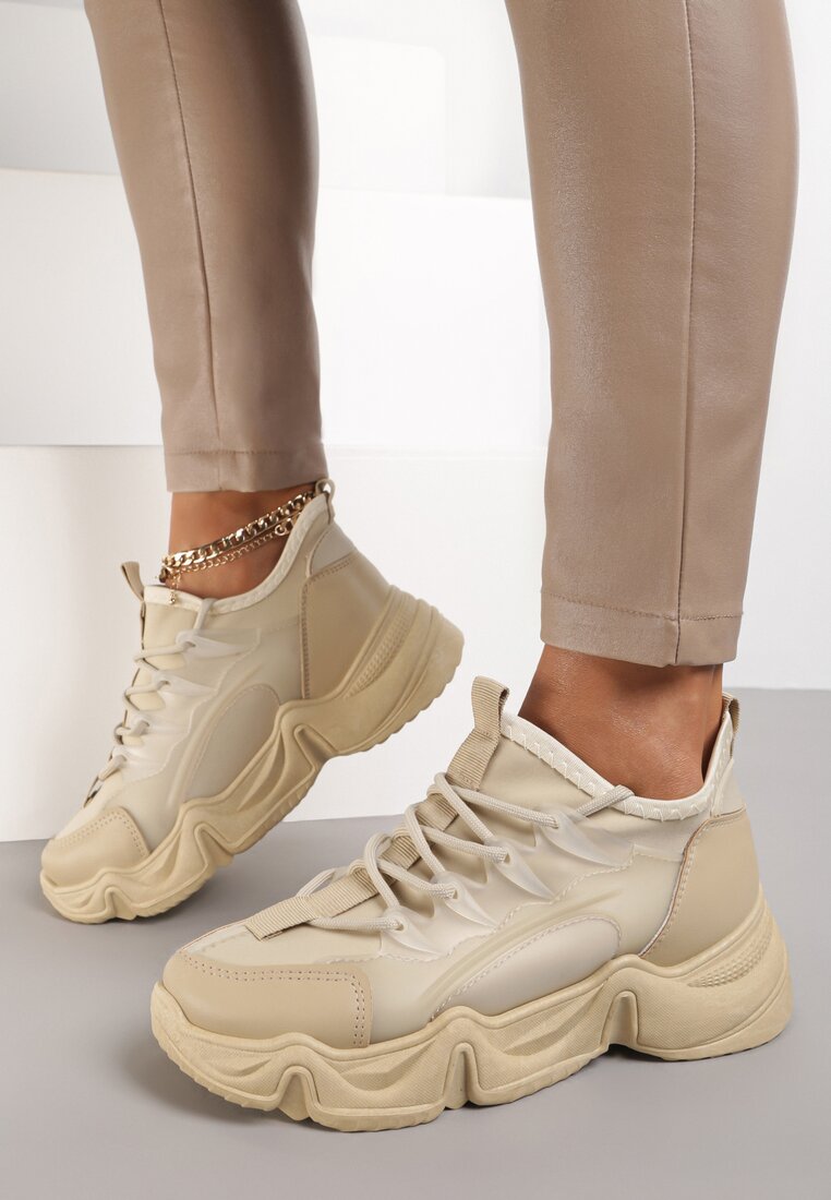 Ciemnobeżowe Sneakersy Emou