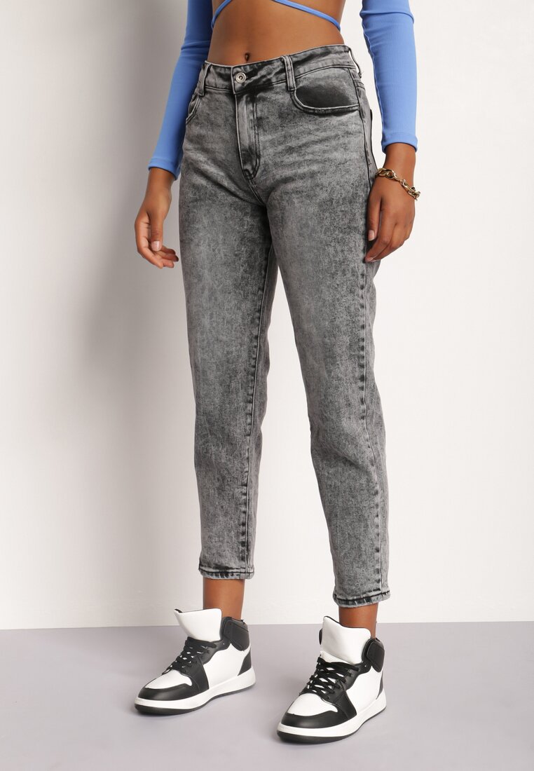 Ciemnoszare Jeansy Mom Fit Thellinai