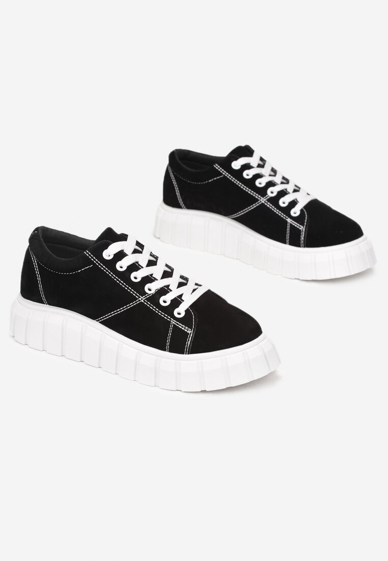 Czarno-Białe Sneakersy Azaro