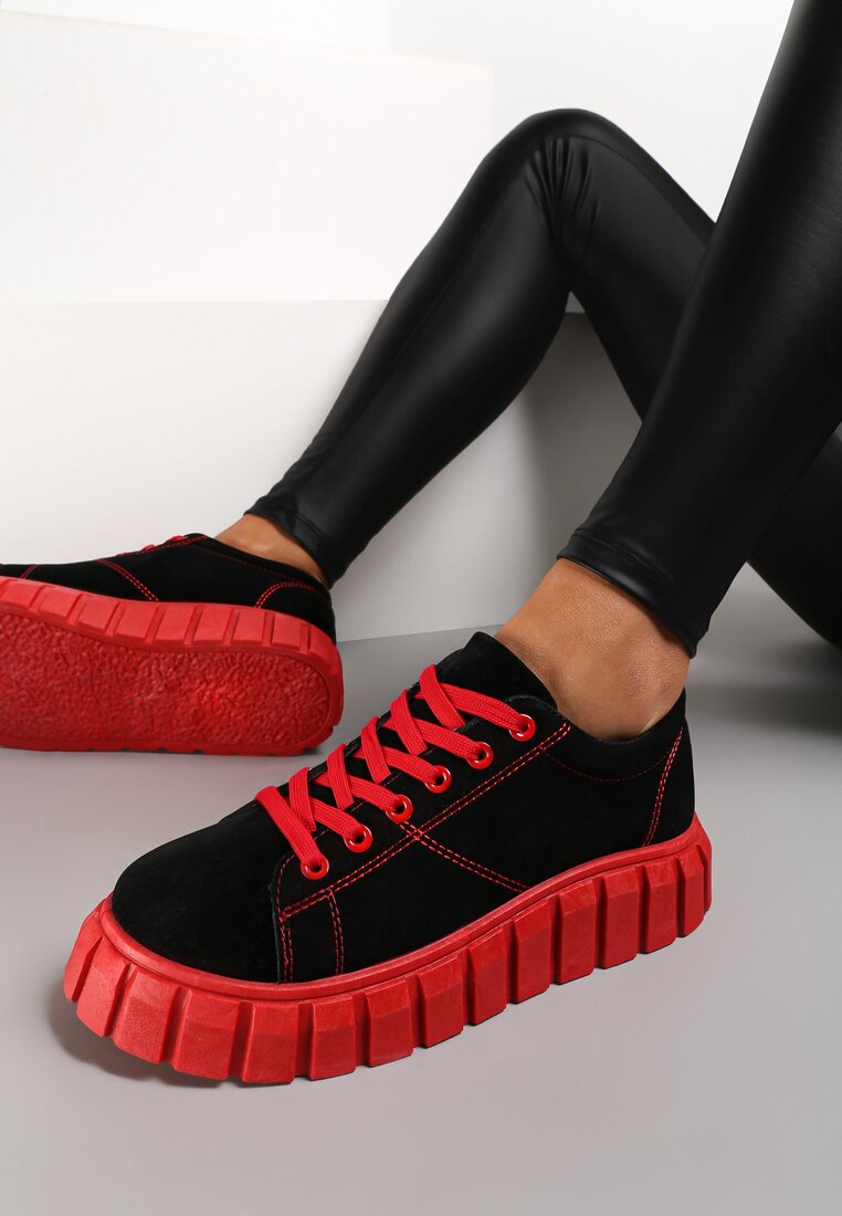 Czarno-Czerwone Sneakersy Azaro