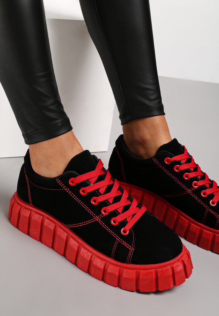 Czarno-Czerwone Sneakersy Azaro