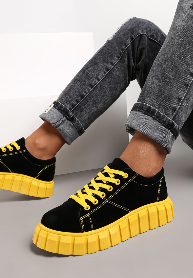 Czarno-Żółte Sneakersy Azaro