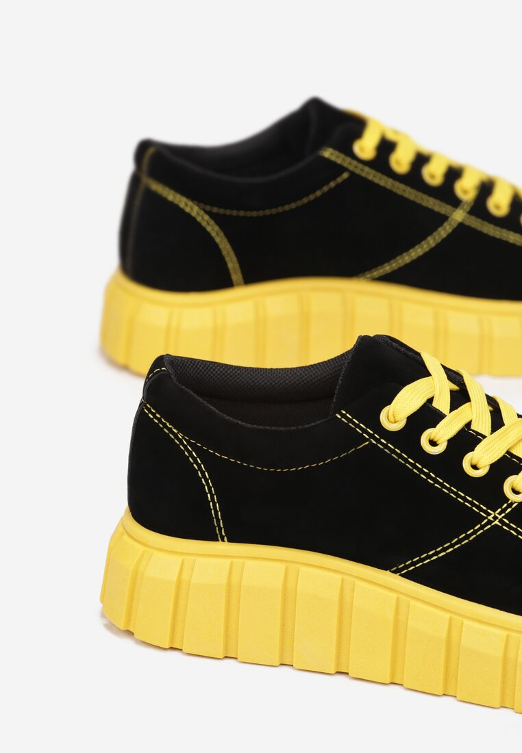 Czarno-Żółte Sneakersy Azaro