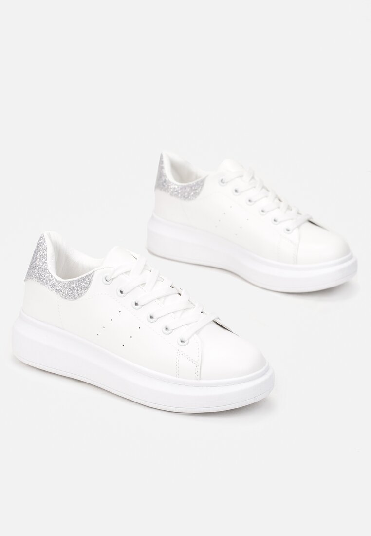 Biało-Srebrne Sneakersy Toranin