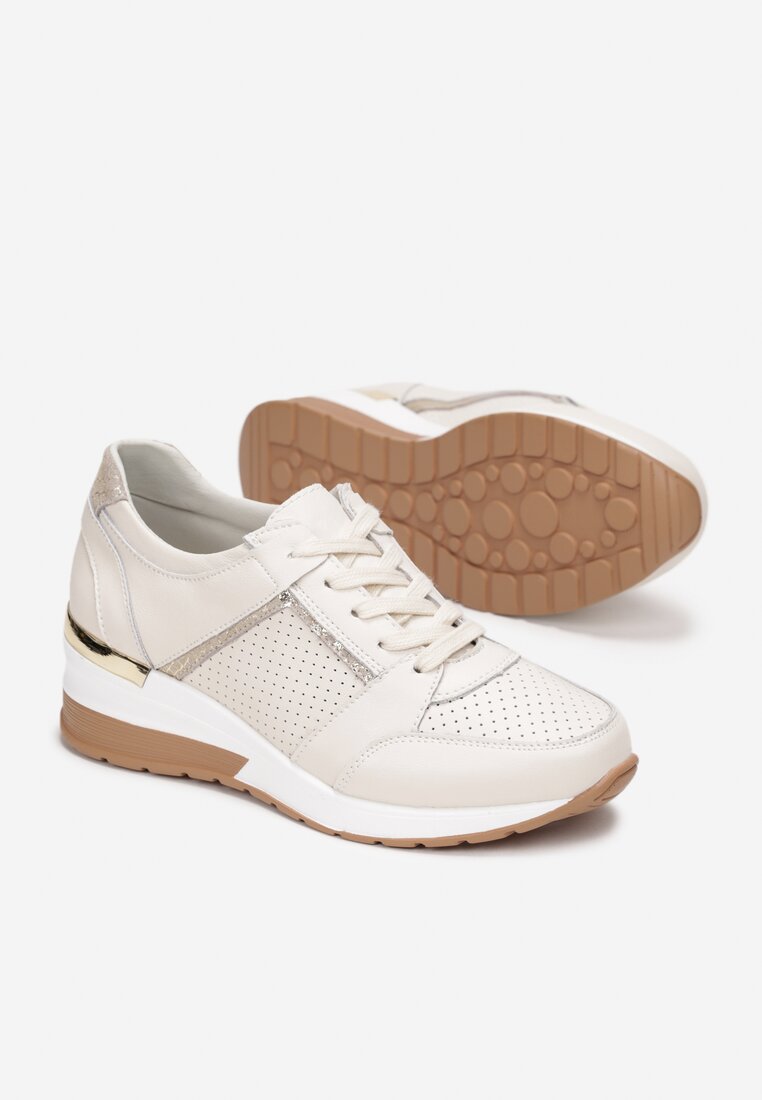 Beżowo-Złote Sneakersy Barbena