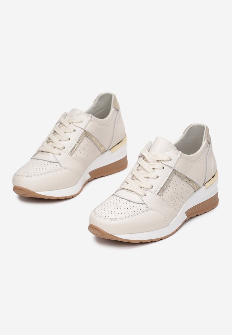 Beżowo-Złote Sneakersy Barbena