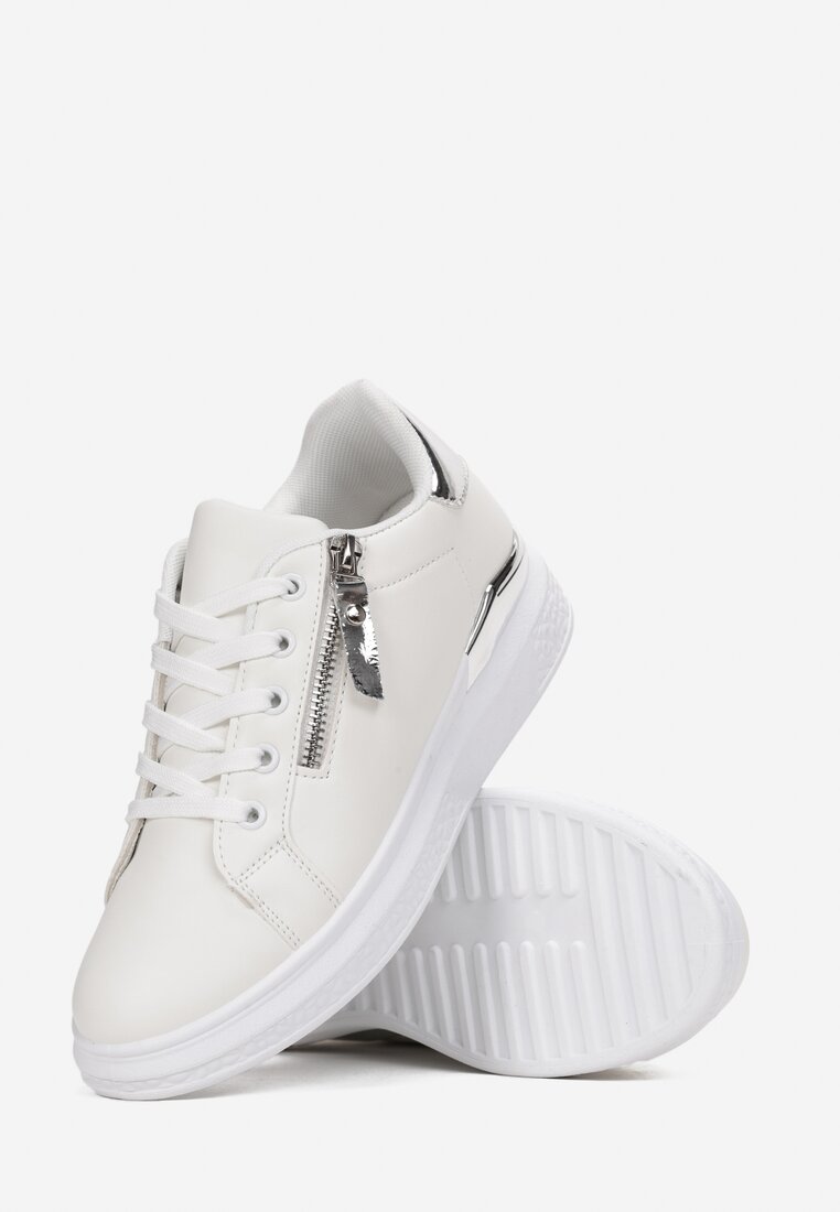 Biało-Srebrne Sneakersy Oria
