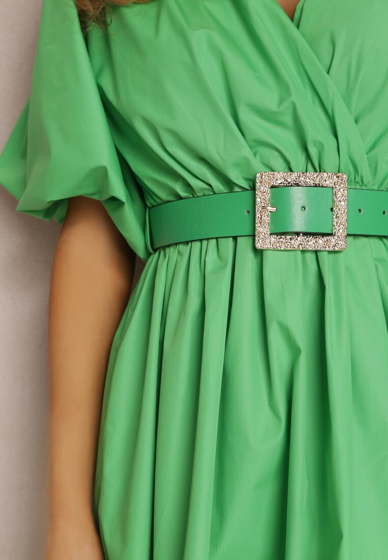 Zielona Sukienka z Paskiem Galale