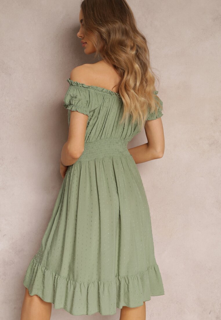 Zielona Sukienka Hiszpanka z Falbanką Anarine