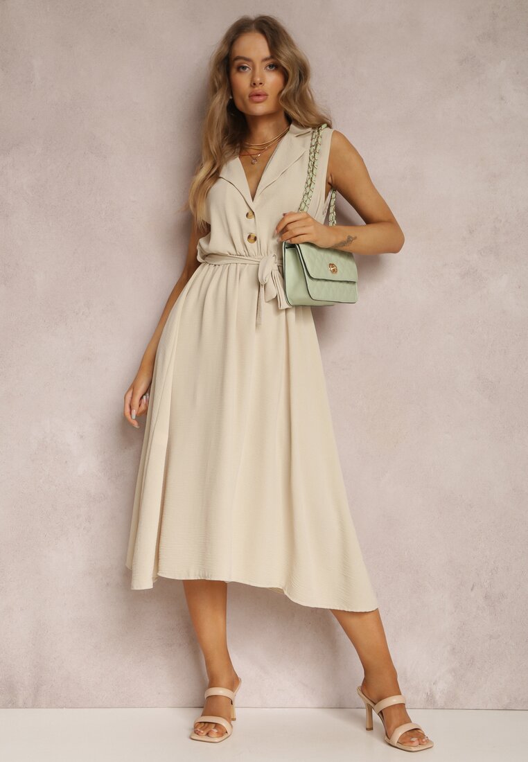 Rochie bej cu curea Phellialla
